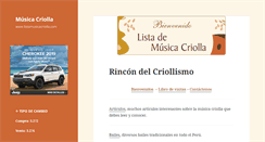 Desktop Screenshot of listamusicacriolla.com